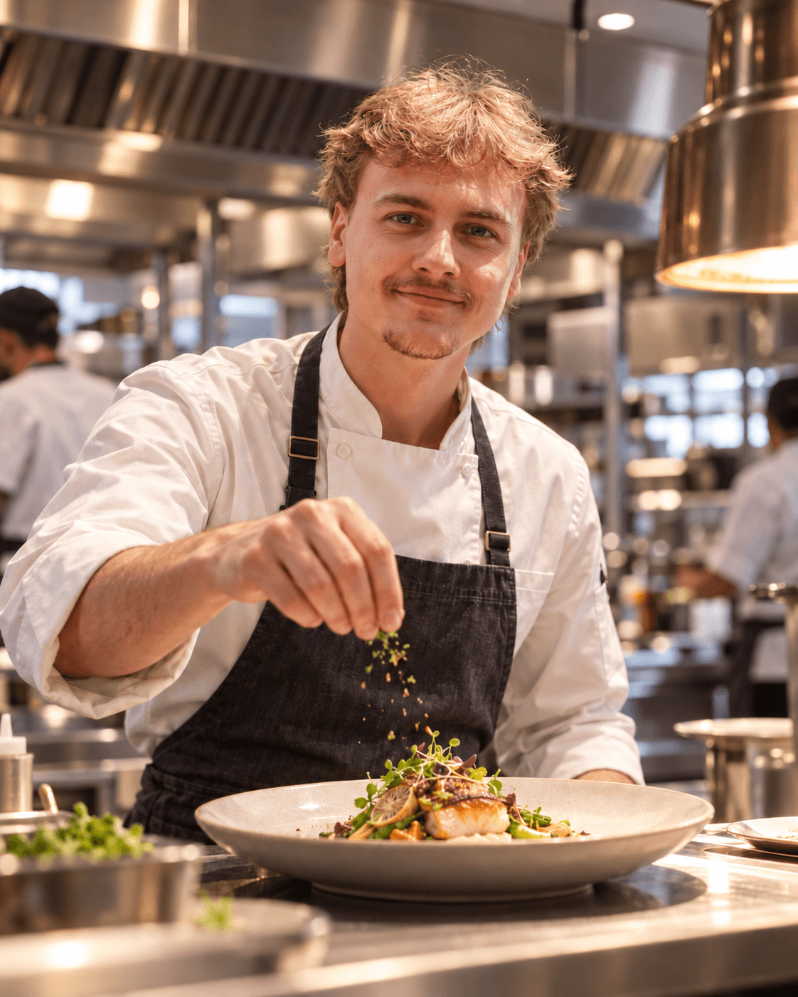 Zachary Brazier standing in chef whites